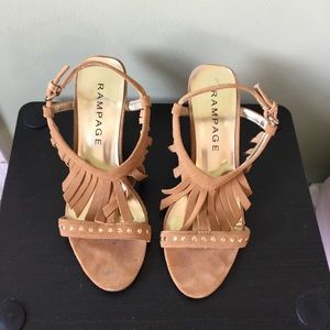 5/$25 - Rampage (Joss) - Suede Studded Fringe Heels - Size 7.5